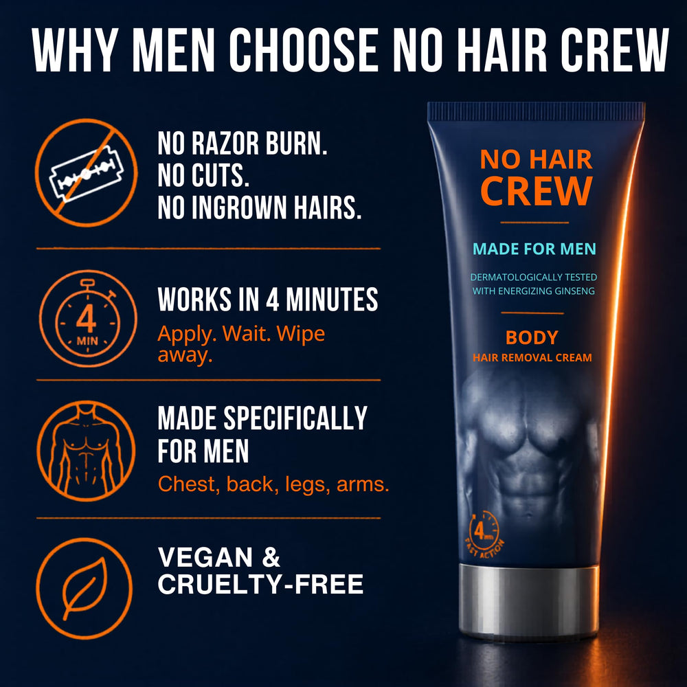 NO HAIR CREW cream texture closeup demonstrating smooth spreadability and hydration