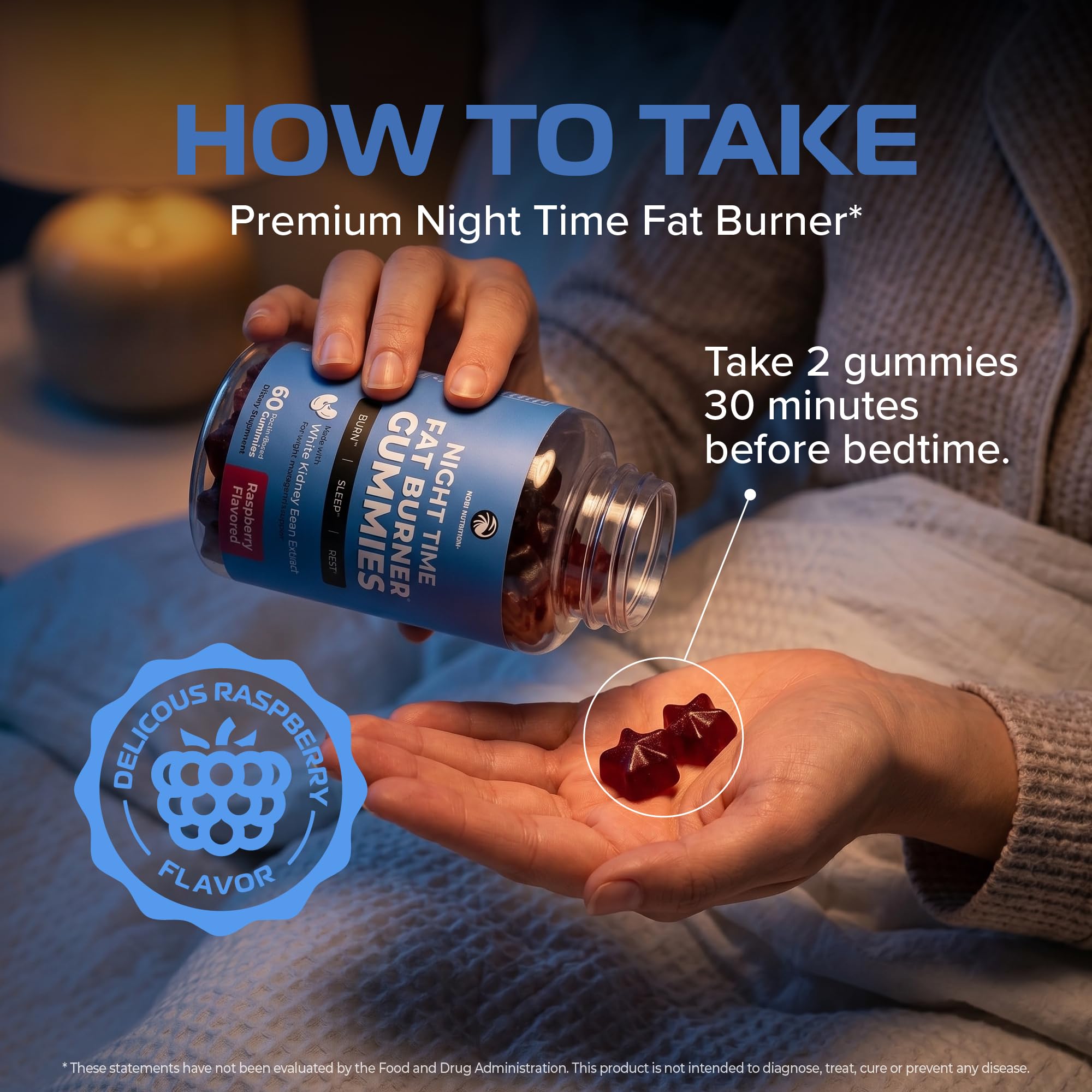 Nobi Nutrition gummies beside raspberries highlighting natural flavor and appeal