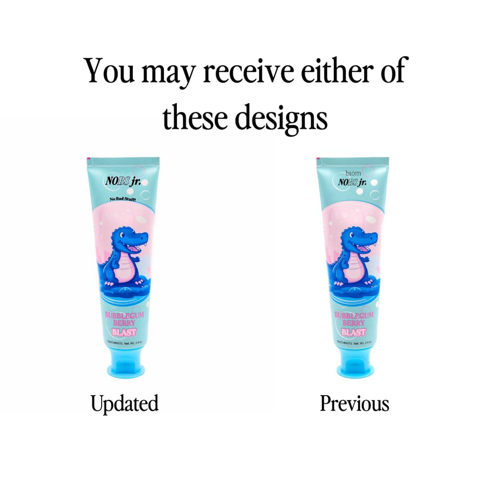 NOBS Jr label close-up displaying 5% nano hydroxyapatite and vegan features