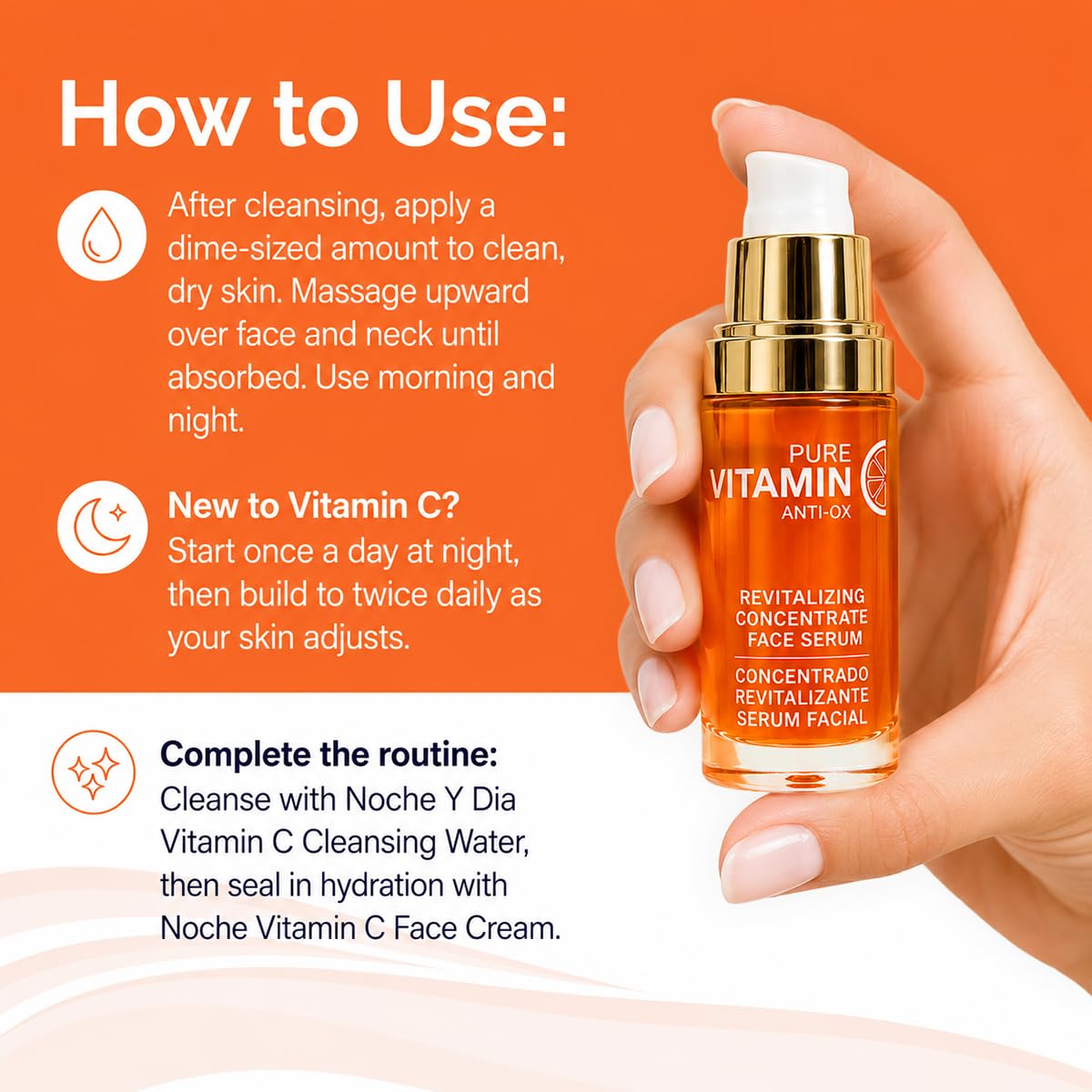 Noche Y Dia dark glass bottle protecting vitamins from light