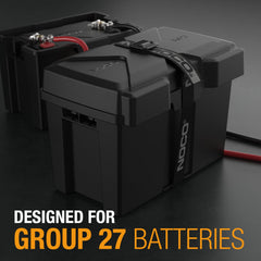 NOCO BG27 close-up of snap-top lid demonstrating quick installation advantage
