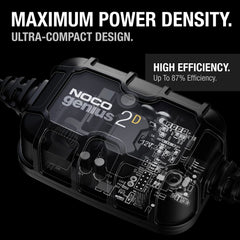 NOCO GENIUS2D 24-inch cables and eyelet terminals showing tidy wiring and easy connection