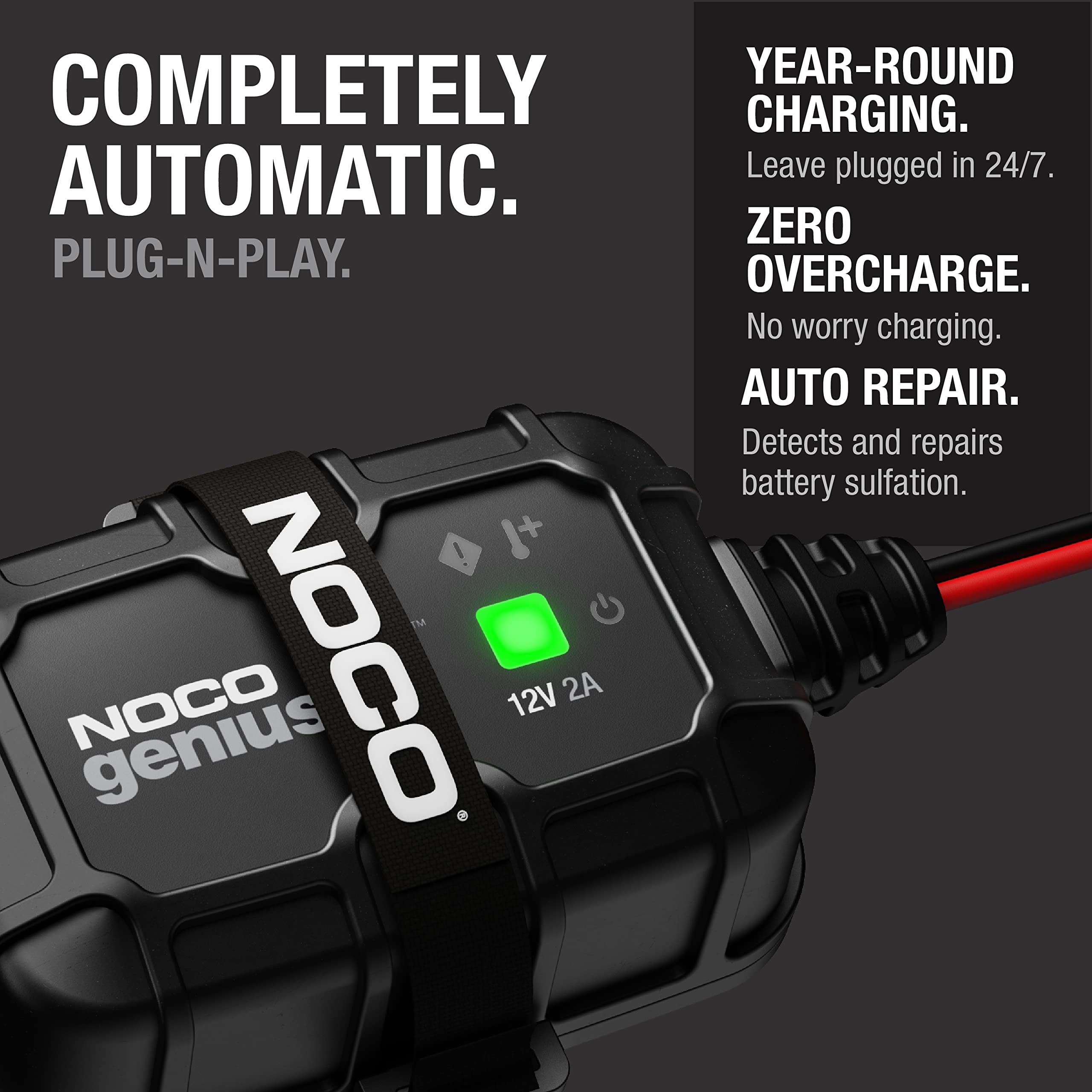 NOCO GENIUS2D connector and housing detail showing rugged construction and reliable contact benefit