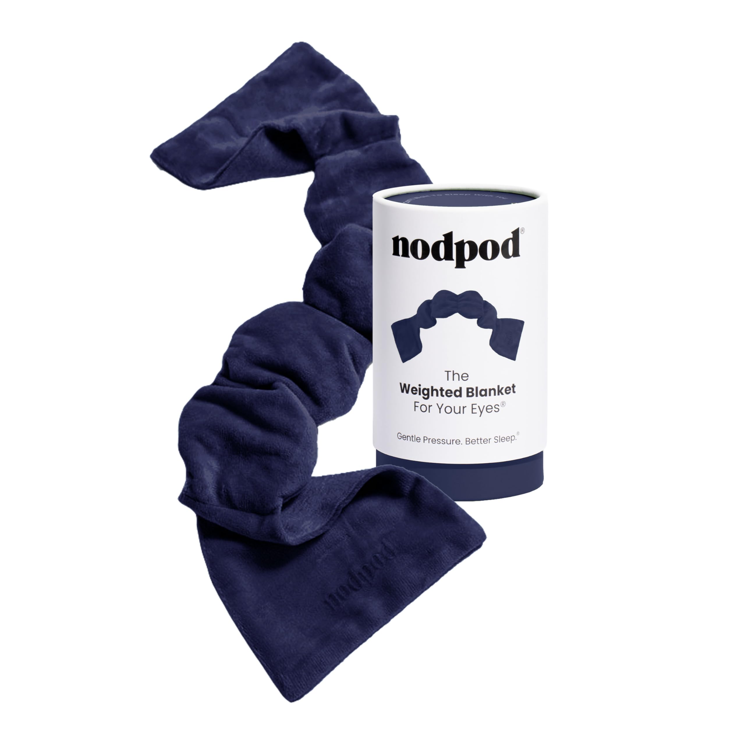 nodpod front view of mask showing four-pod design and full blackout benefit
