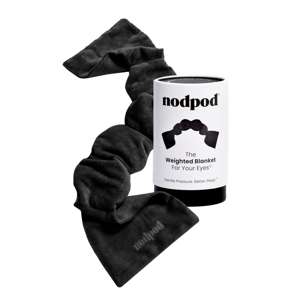 nodpod front view of weighted eye mask showing blackout coverage and calming design