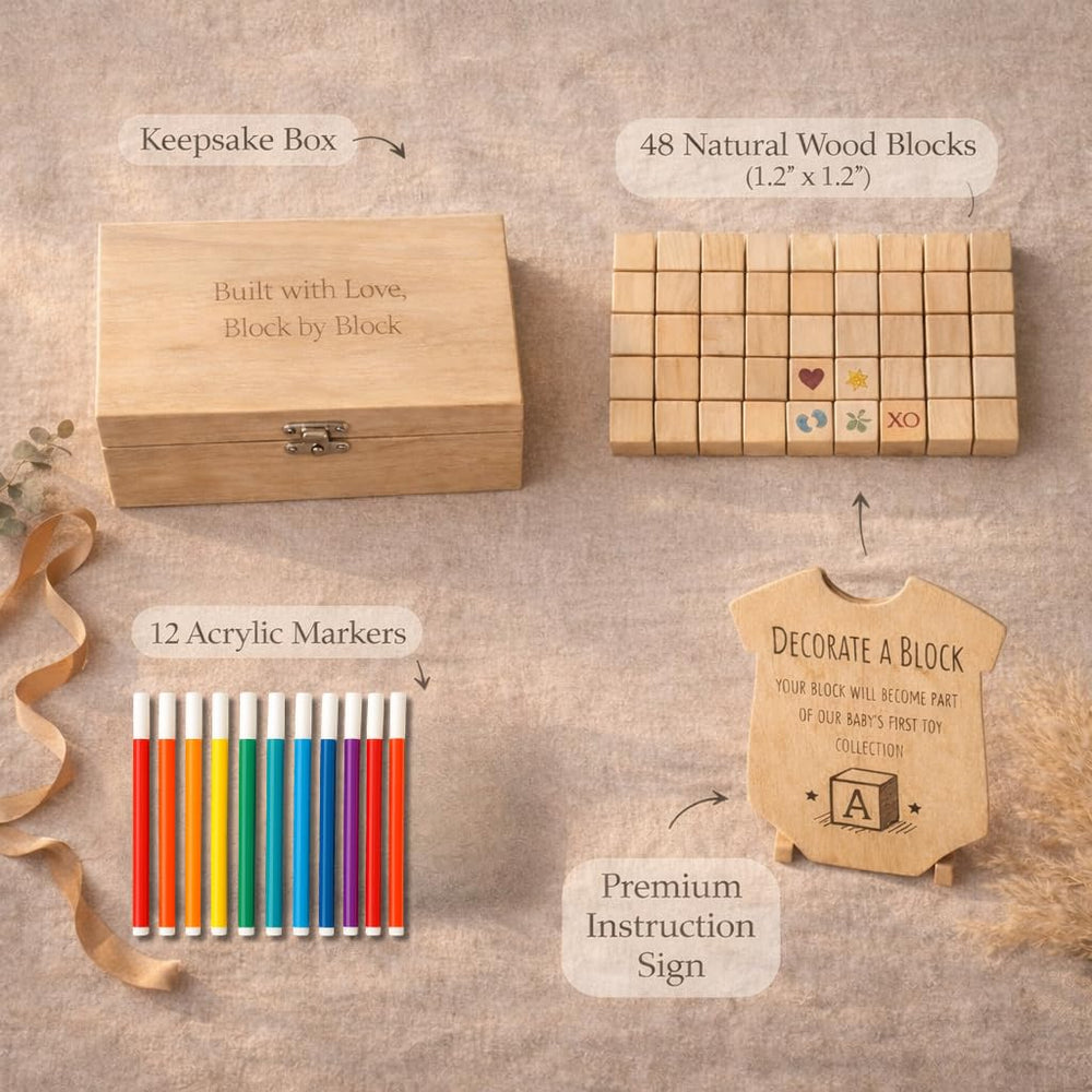 Nolia finished decorated blocks stacked as a personalized keepsake