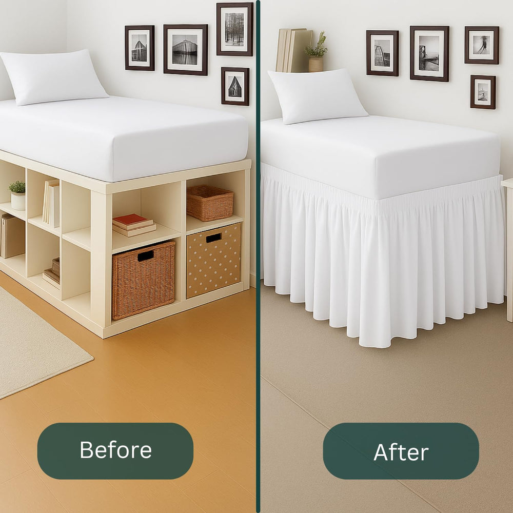 NON Sticky cotton styled in dorm room to create polished, clutter-free space