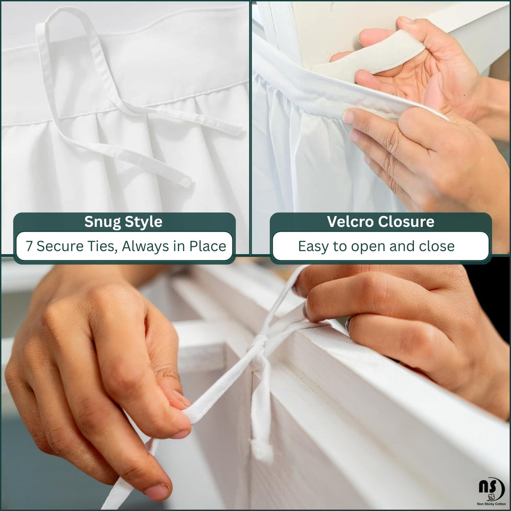 NON Sticky cotton hiding underbed storage for organized dorm rooms