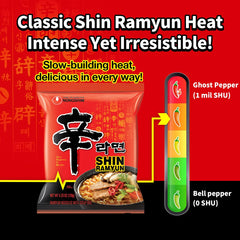 Nongshim Shin Ramyun noodle texture detail highlighting chewy bite