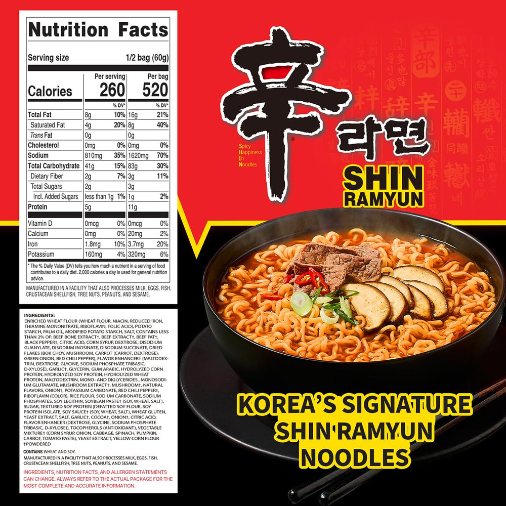Nongshim Shin Ramyun open cup with visible vegetables and ready broth benefit