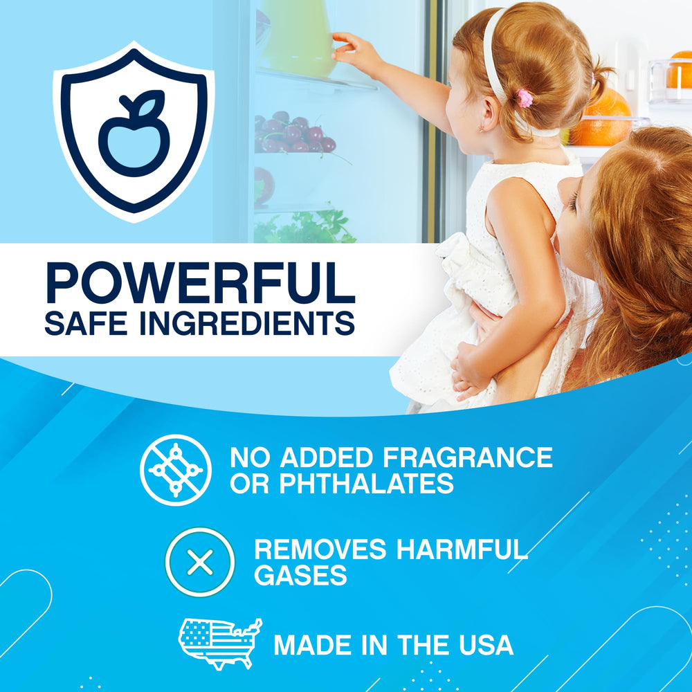 NonScents deodorizer placed on fridge shelf illustrating easy placement and continuous freshness