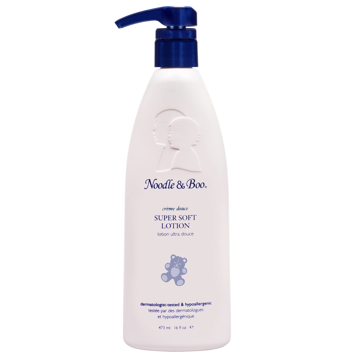 Noodle & Boo front bottle showing label and size for clear selection