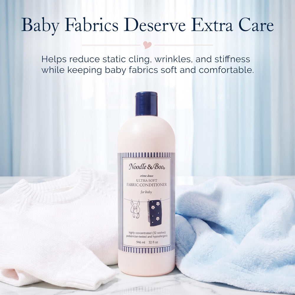 Noodle & Boo pouring conditioner illustrating easy dosing and control