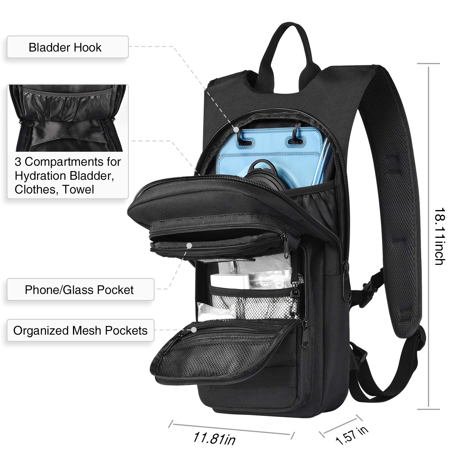 NOOLA internal pockets open to show separated storage for easy organization