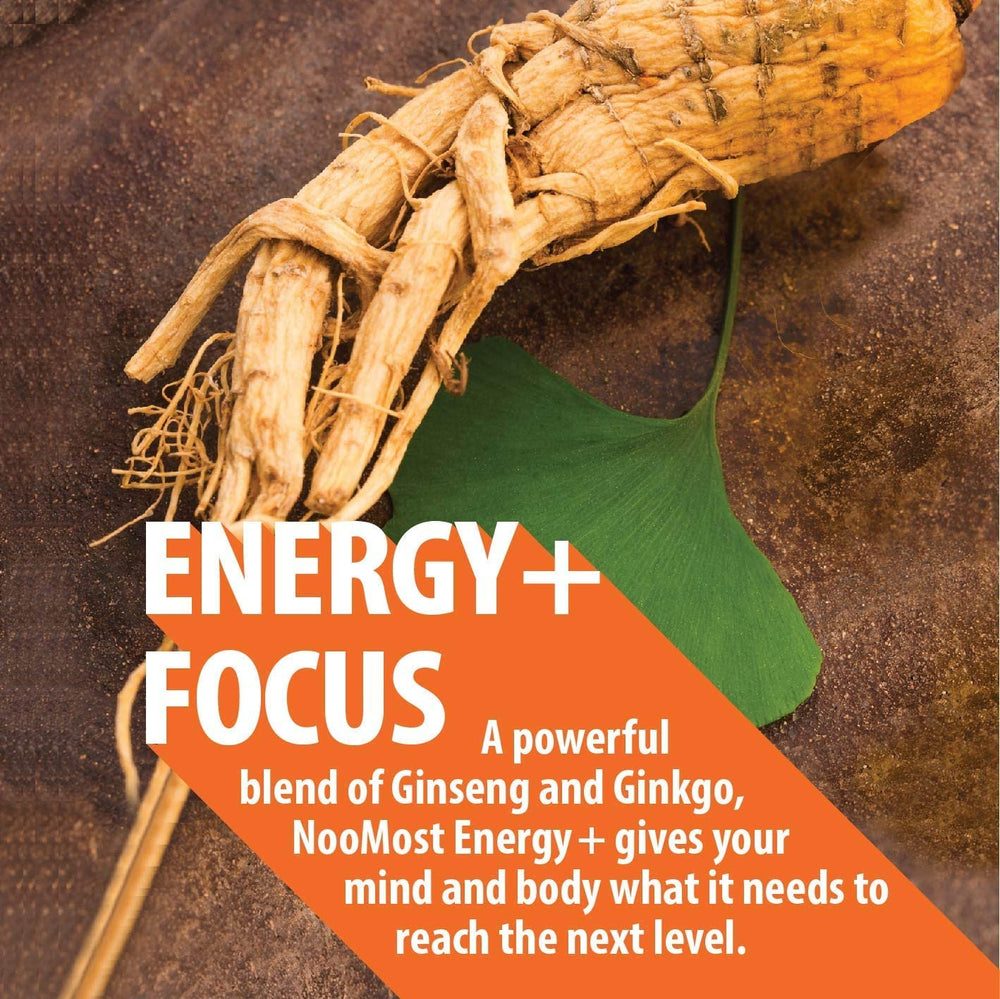 NooMost label close-up showing ginseng and ginkgo ingredient details