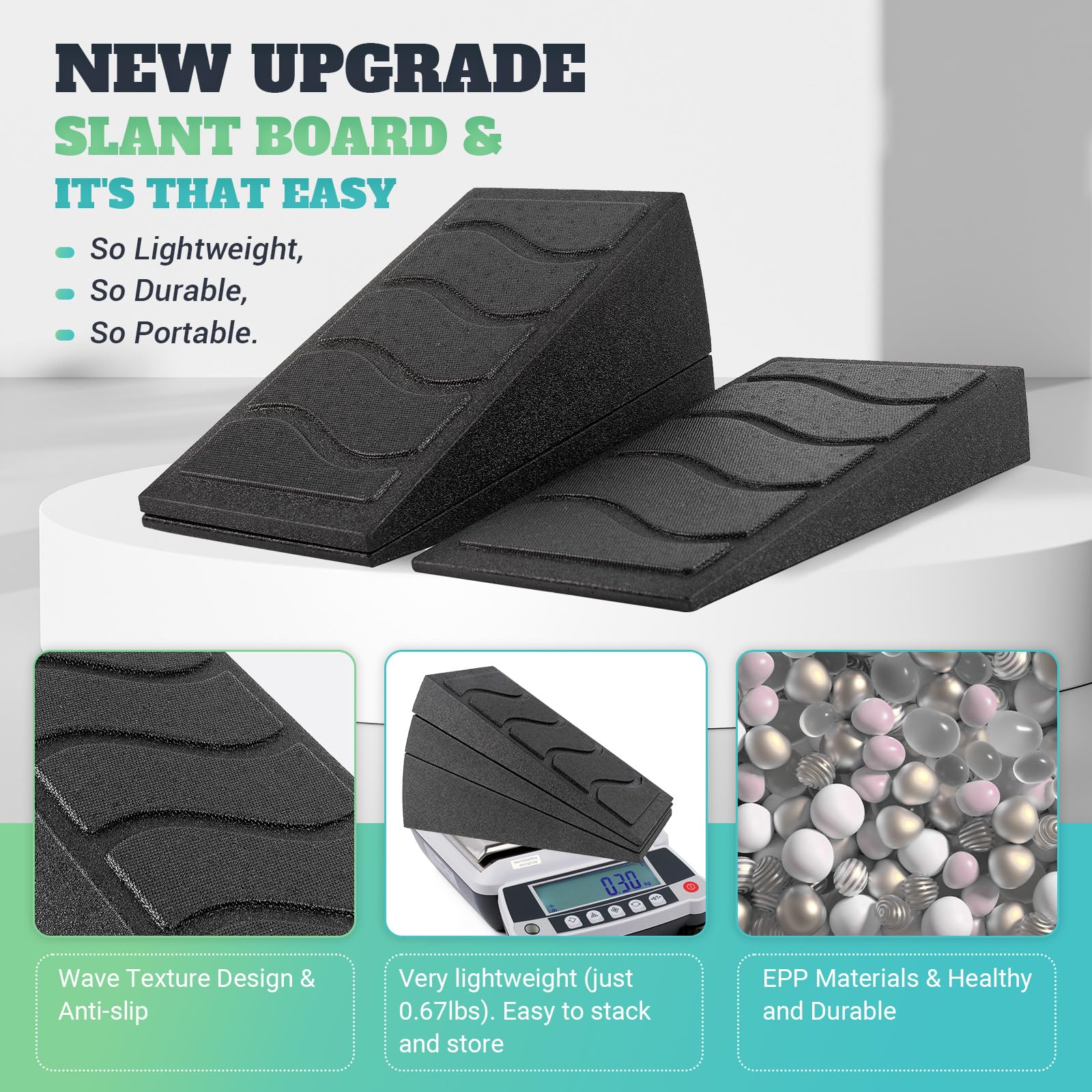 NOONCRAZY wedge angle close-up illustrating incline and improved squat depth and posture