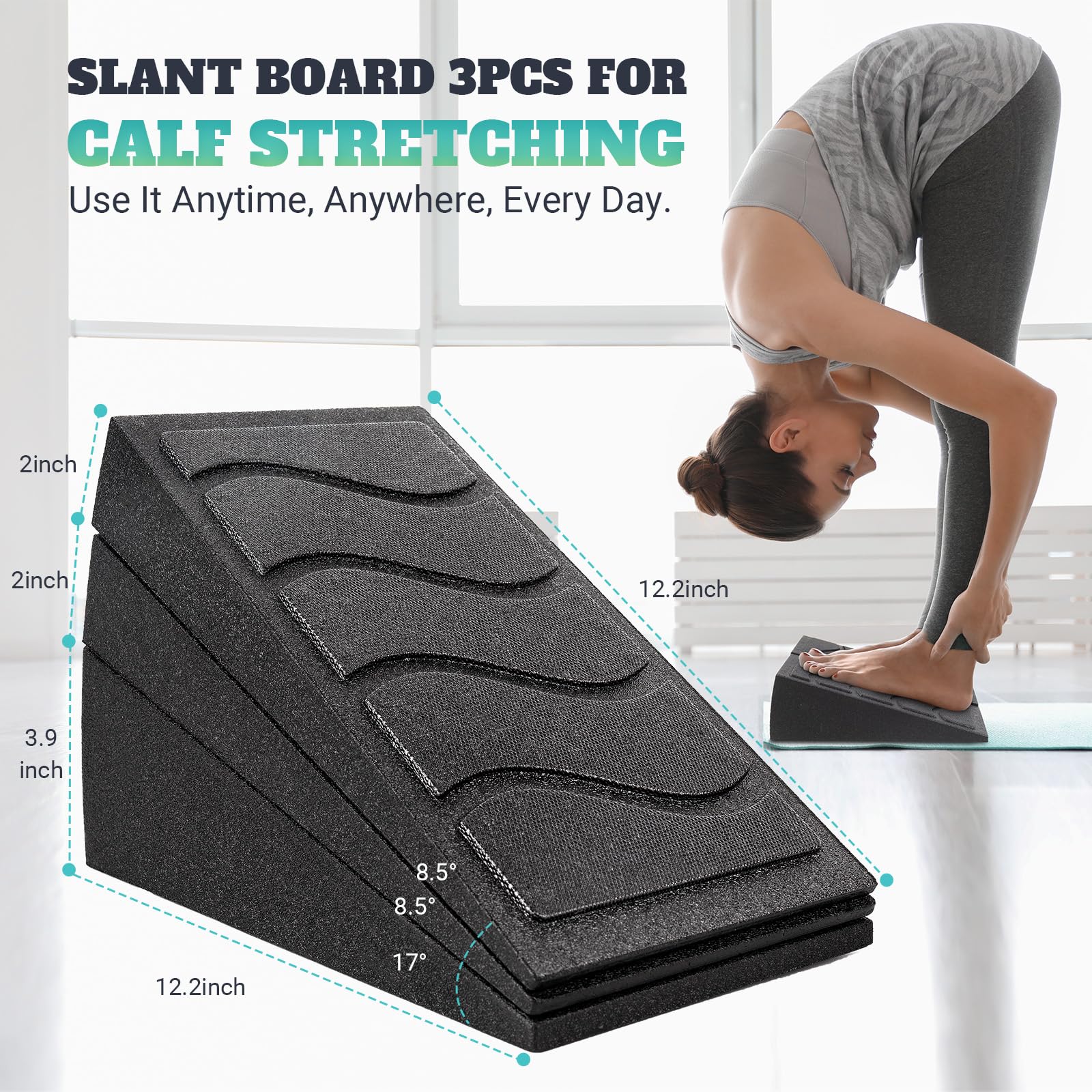 NOONCRAZY wedge single-leg use showing targeted calf stretch and balance benefit