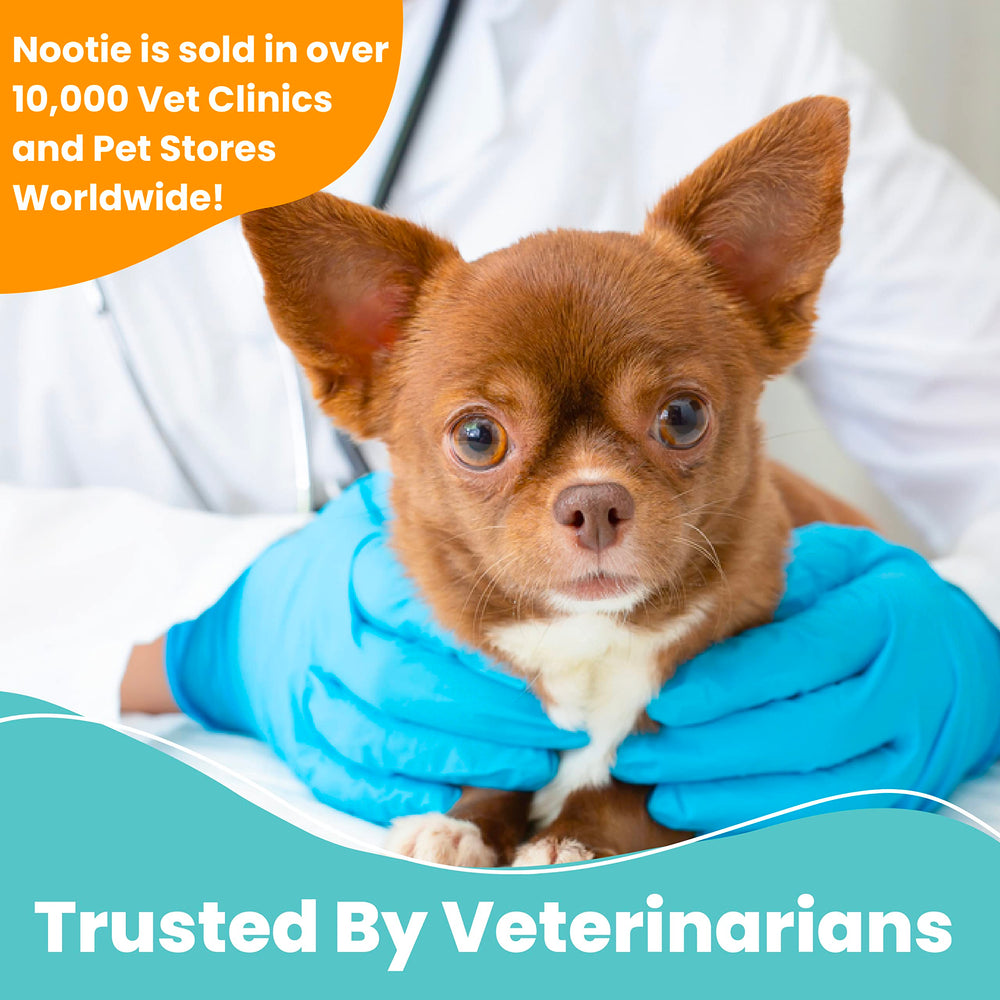 owner using Nootie wipe on a dog in home setting for quick spot treatment