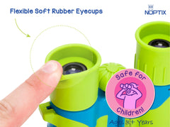 Noptix close-up of coated lens delivering clearer views for children
