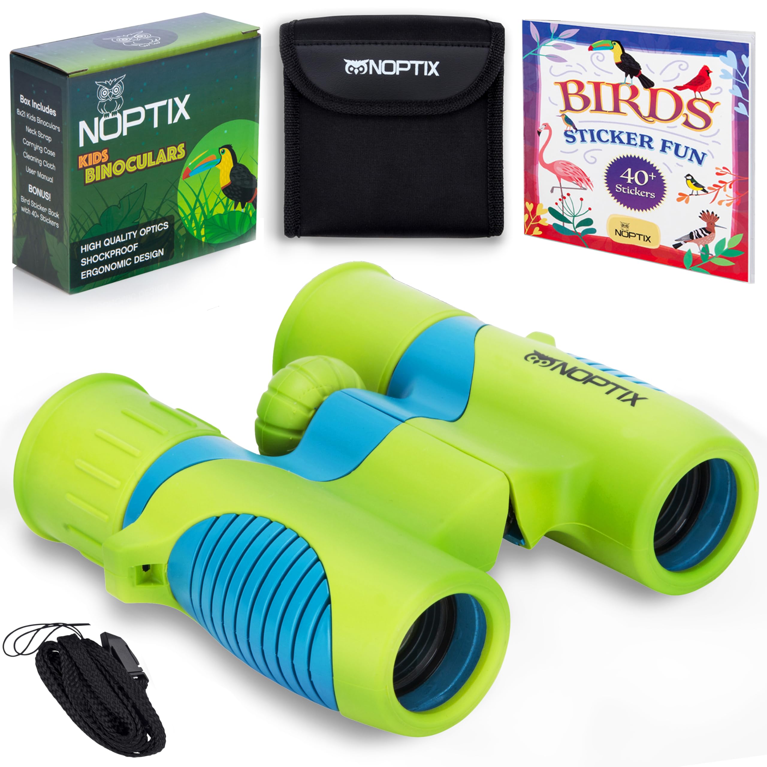 Noptix front view showing durable kids binoculars for easy field use