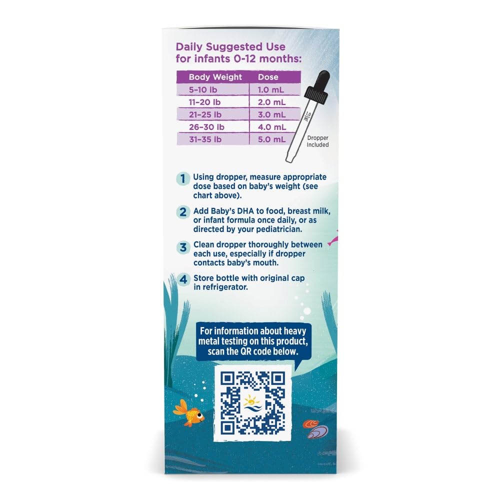 Nordic Naturals Baby’s DHA ingredient label showing purity and vitamin D3