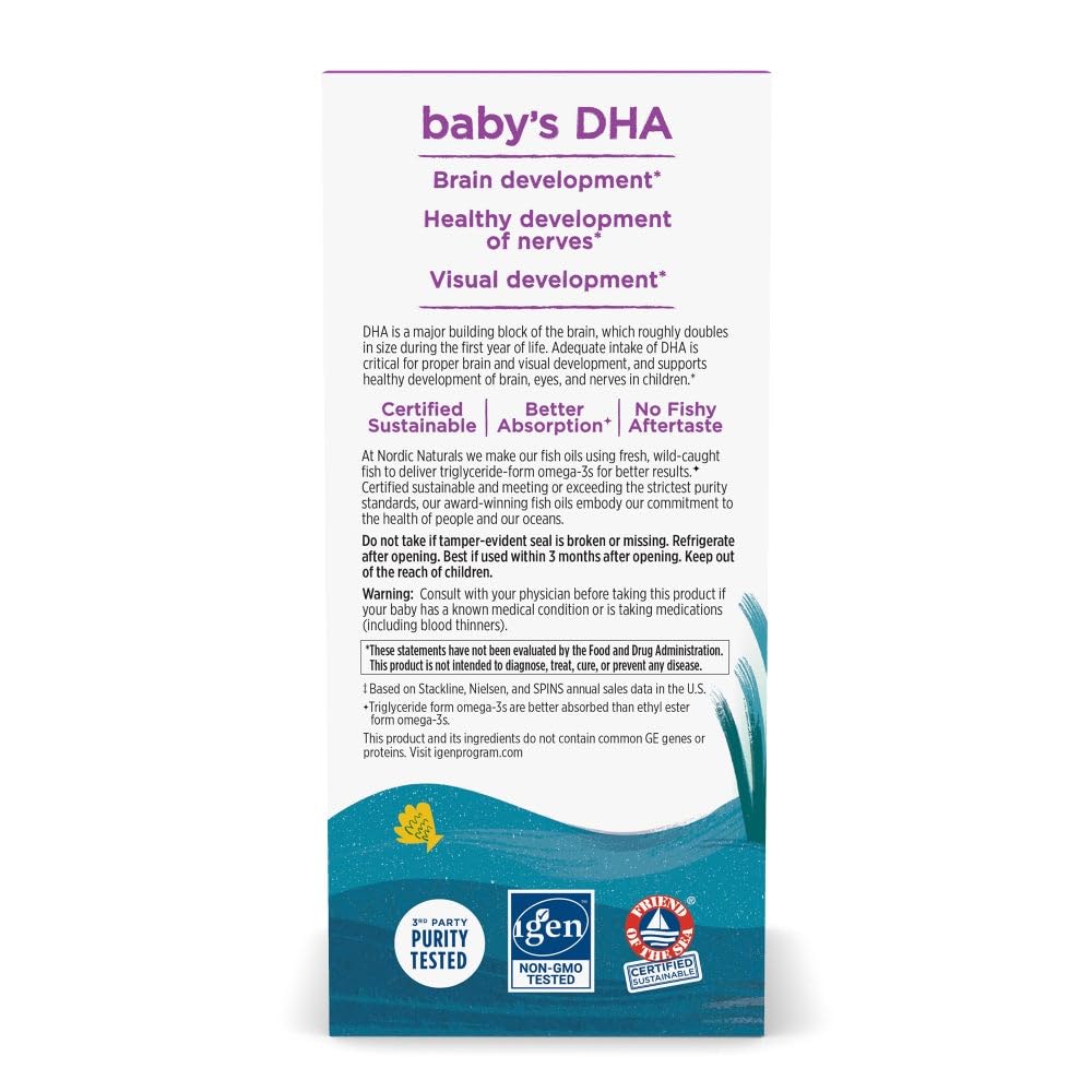 Nordic Naturals Baby’s DHA oil close-up highlighting smooth, odorless texture