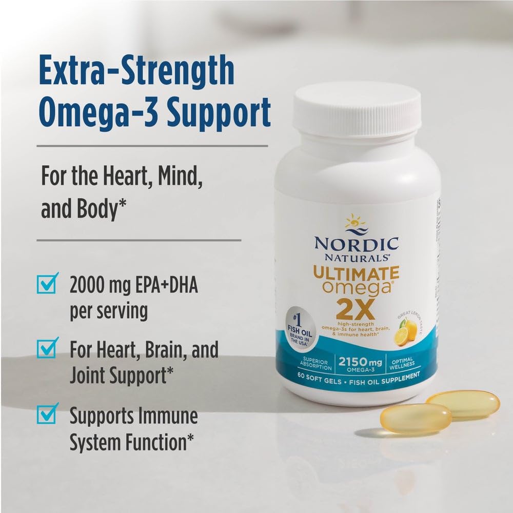 open bottle with soft gels spilling showing Nordic Naturals long-lasting supply benefit