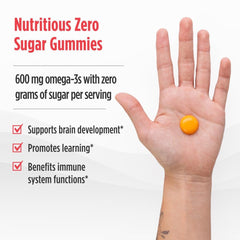 Nordic Naturals close-up of tropical punch gummies, shows gummy texture and shape