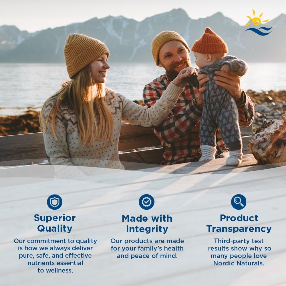 Nordic Naturals gummies next to a smartphone showing compact travel size