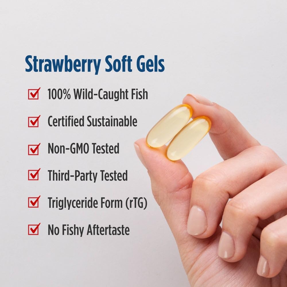Nordic Naturals softgels beside a measuring spoon showing serving-size clarity