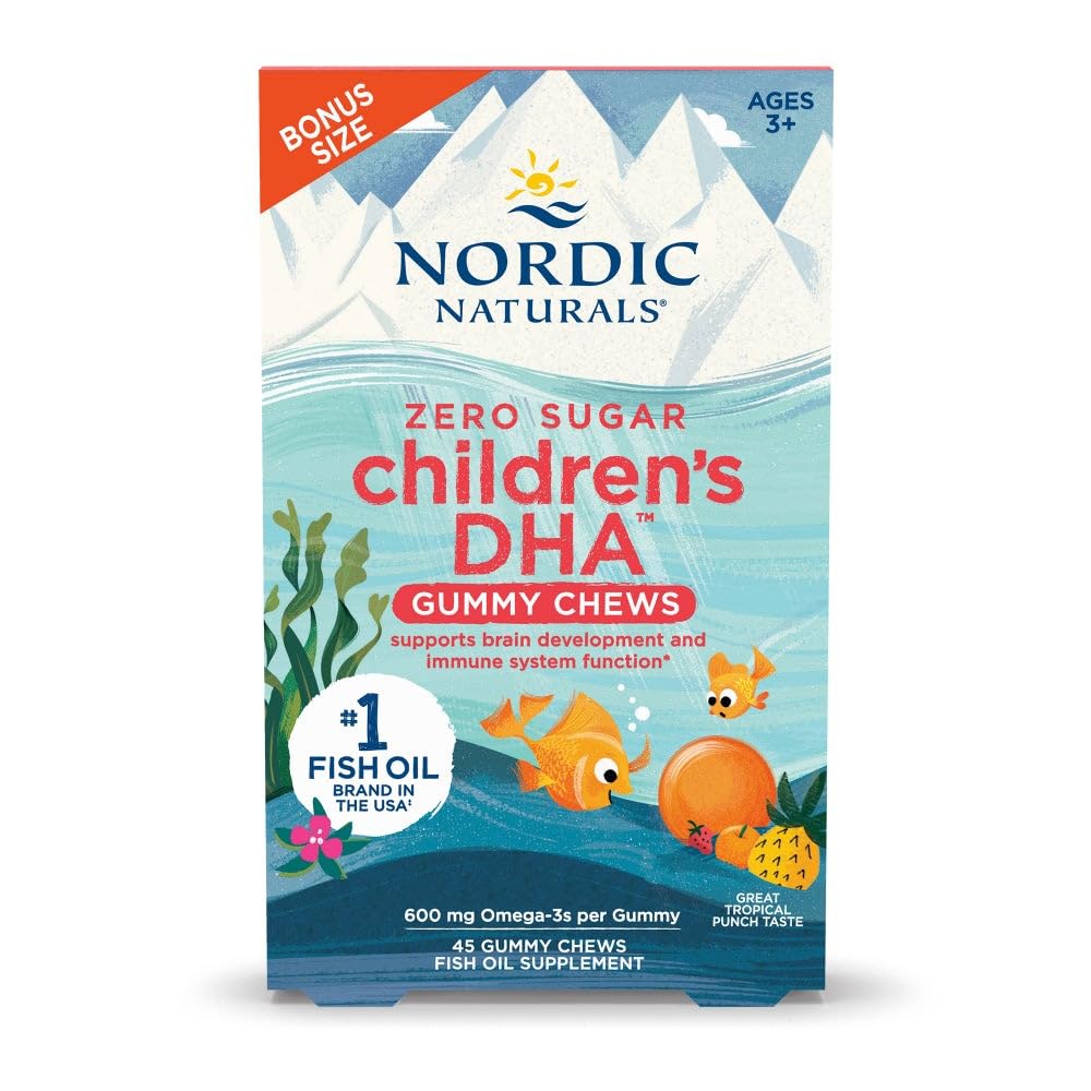 Nordic Naturals front pack showing label and 45 count tub, highlights portability