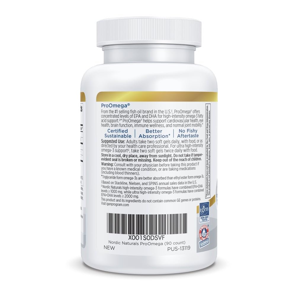Nordic Naturals supplement facts label close-up showing purity and ingredient transparency