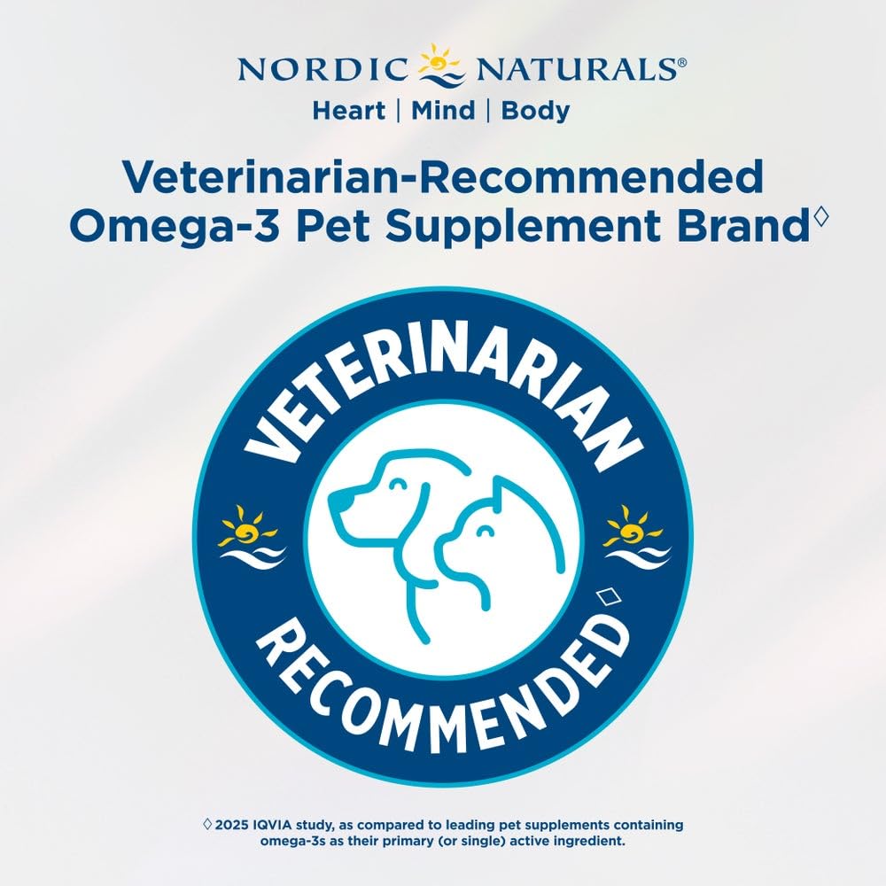 Nordic Naturals lifestyle shot of dog with glossy coat to show visible wellness benefits