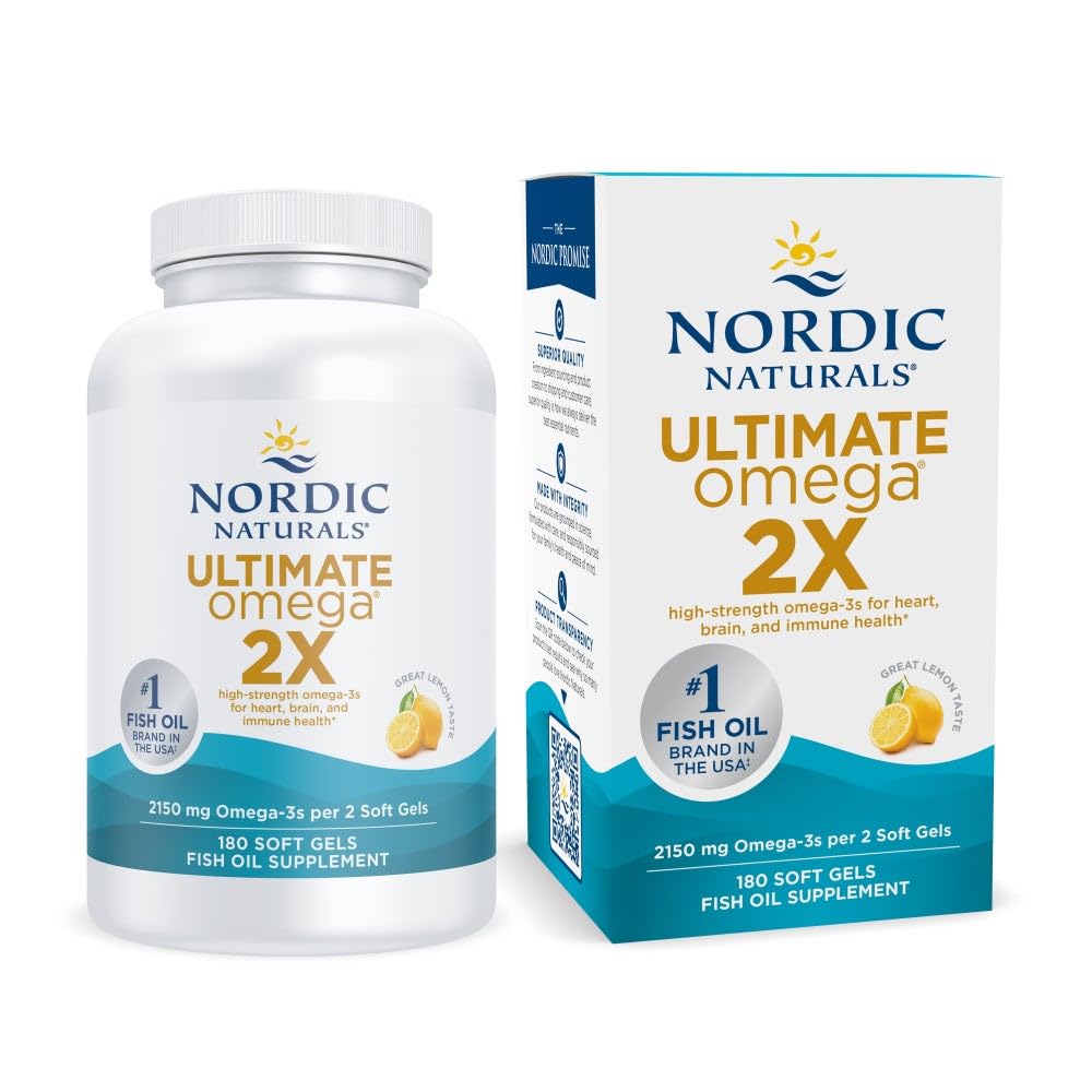 Nordic Naturals front bottle shot showing label and lemon flavor benefit