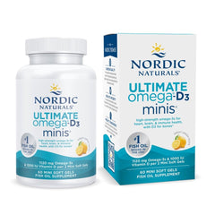 Nordic Naturals bottle front view showing product and benefit of concentrated omega-3s