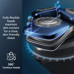Philips Norelco 7800 Nano SkinGlide texture close-up, reducing friction for gentler strokes