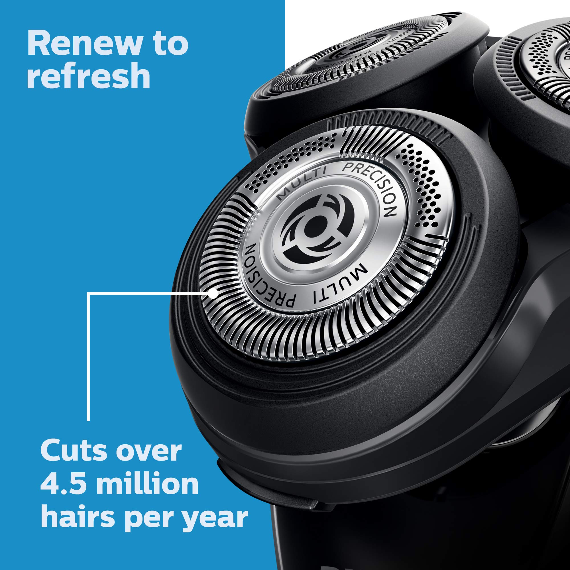 Norelco blade-edge texture showing Swedish-steel finish for long-lasting sharpness advantage
