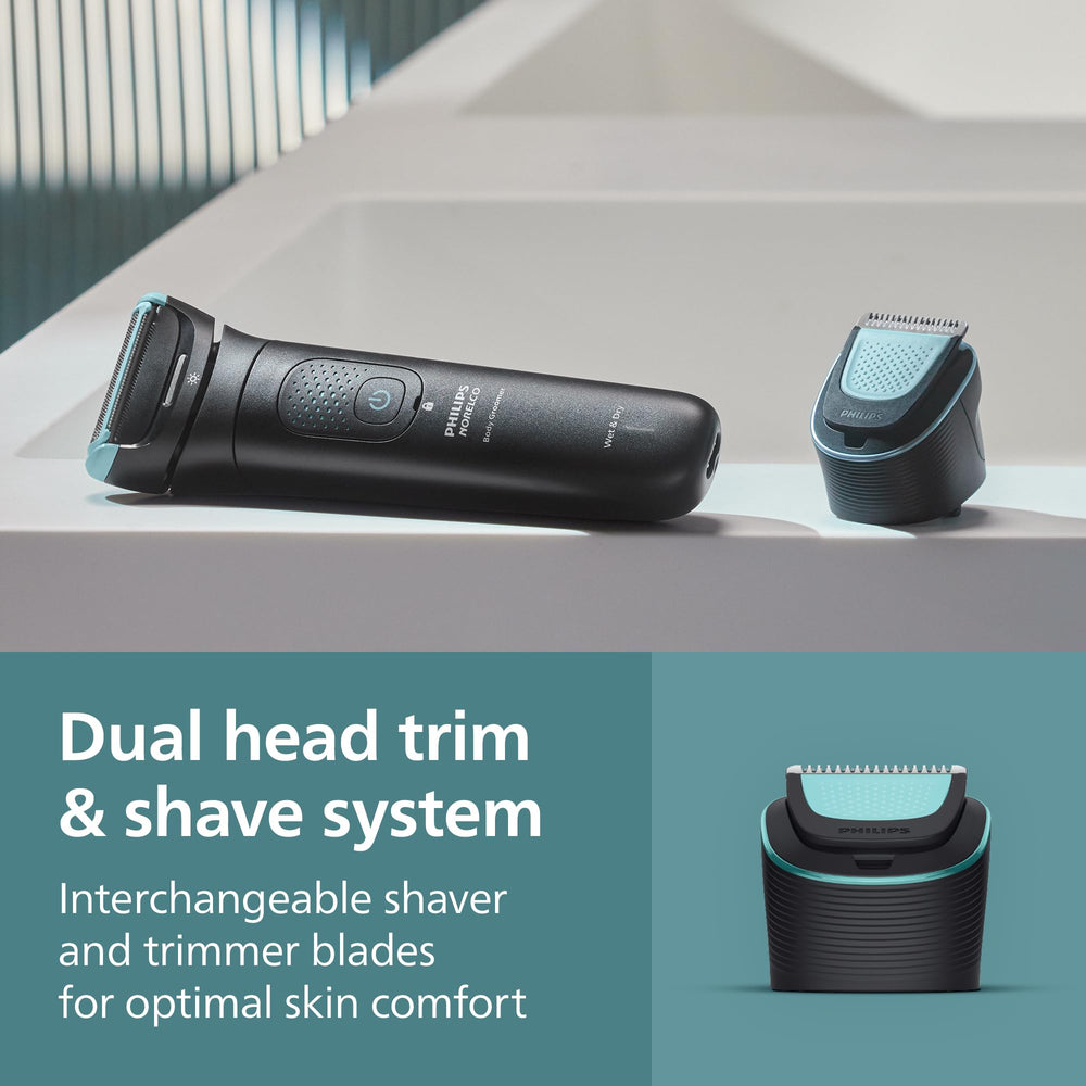 Norelco layout of adjustable combs and intimate comb for safe detailed trimming