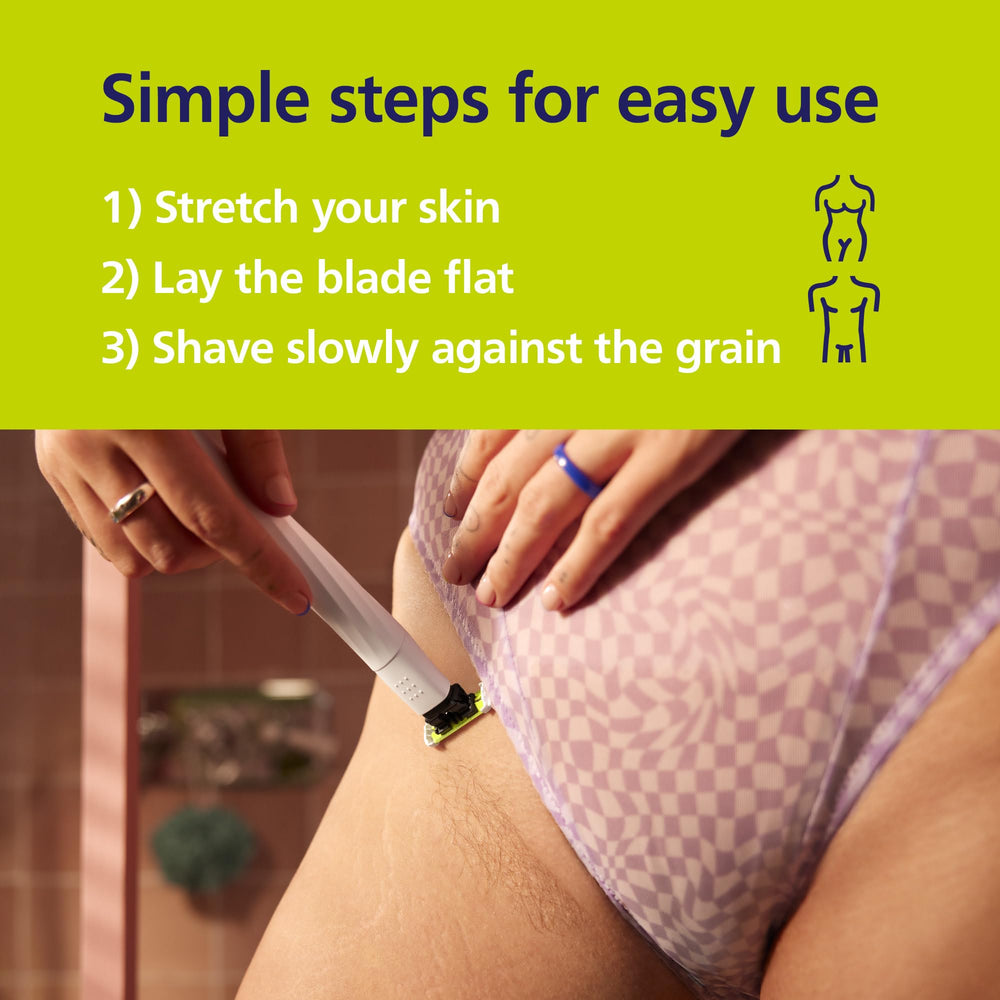Philips Norelco closeup of SkinProtect blade showing rounded tips for safer grooming