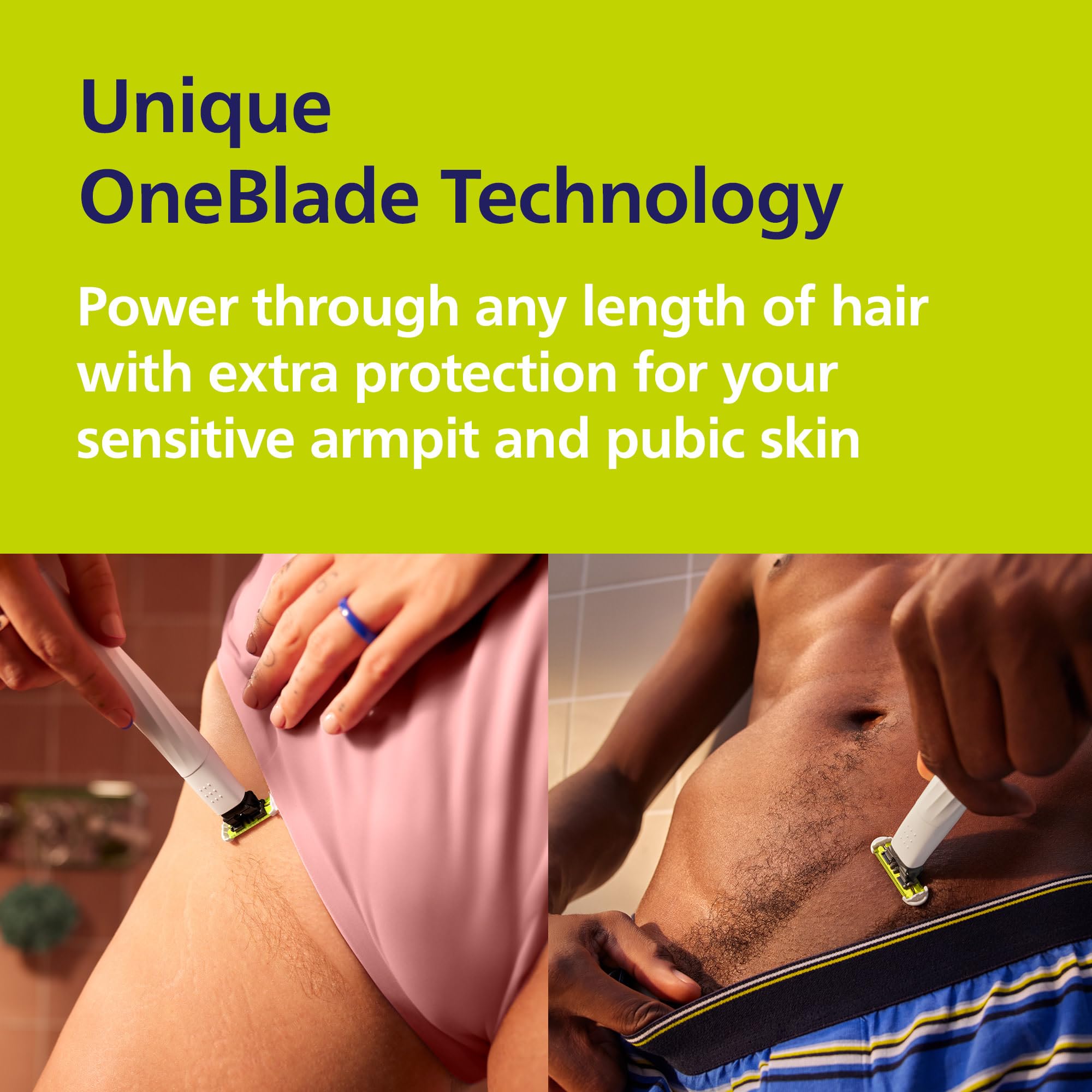 Philips Norelco OneBlade Intimate used in shower demonstrating waterproof convenience