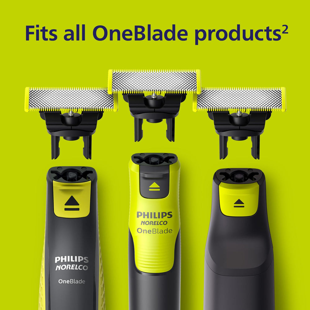 Norelco OneBlade held in hand for size comparison showing compact blade and control benefit
