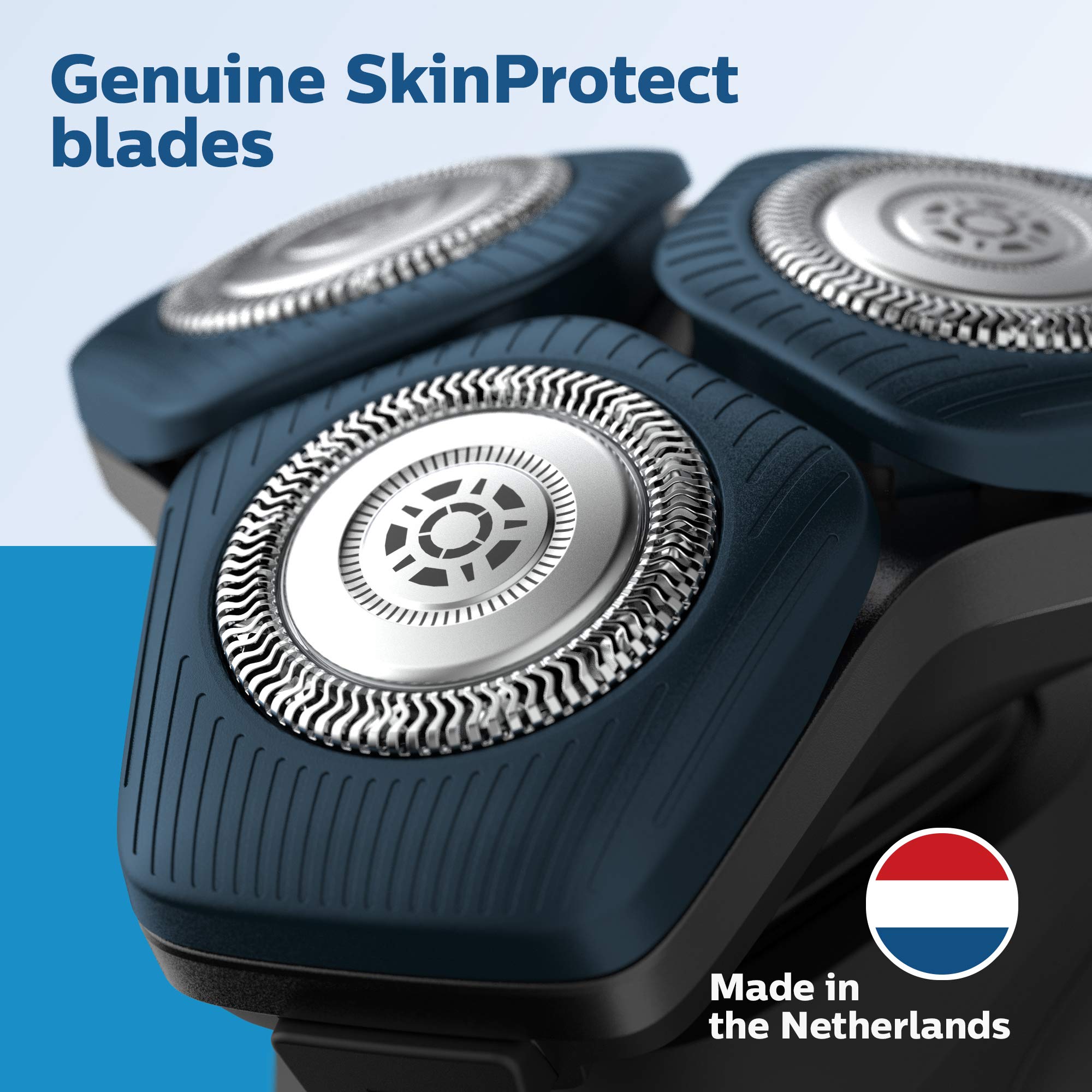 Norelco macro of blade edge texture showing Swedish steel for durable sharpness