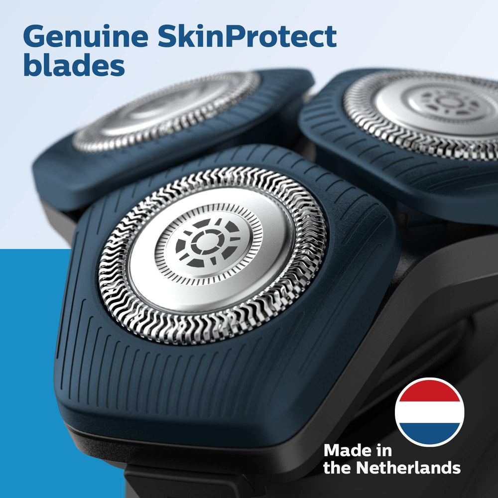 Norelco macro of blade edge texture showing Swedish steel for durable sharpness