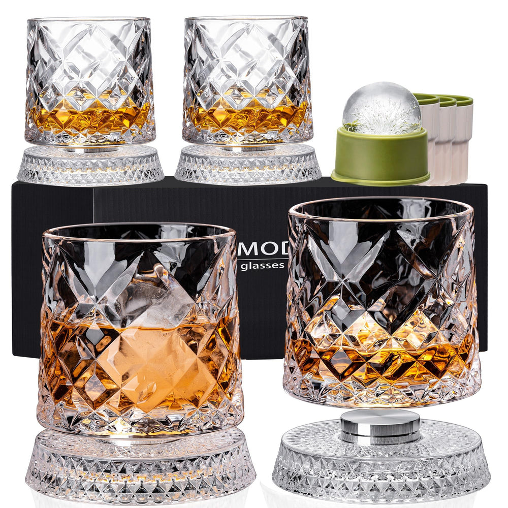 NORIMODA front packaging showing complete four-glass set and bases - elegant gift