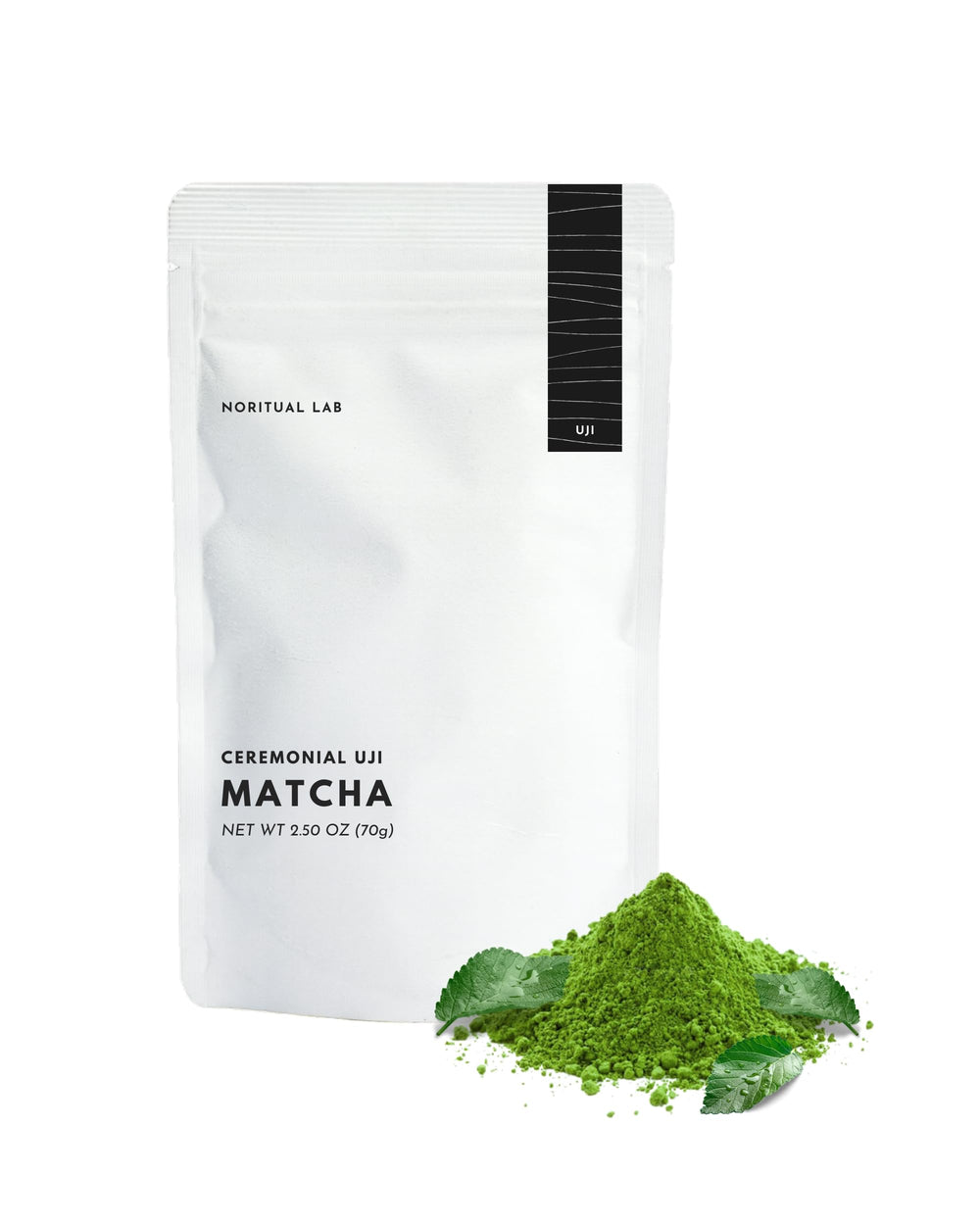NORITUAL LAB ceremonial matcha front view highlighting vibrant green and premium packaging