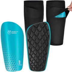 Northdeer front view of shin guards showing compact profile and easy wear benefit
