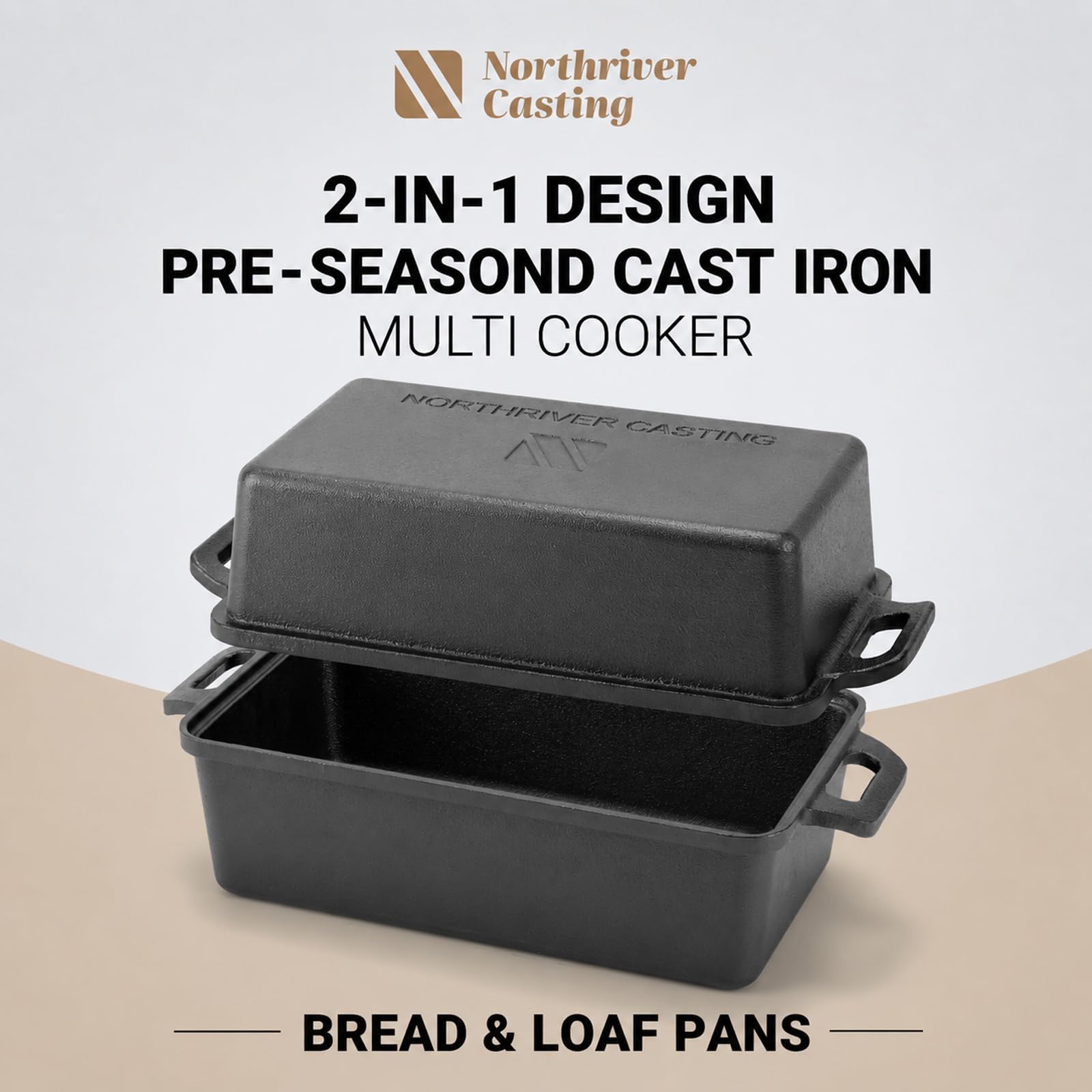 Northriver Casting loaf pan with lid top-down demonstrating snug fit for steaming and crusting benefit