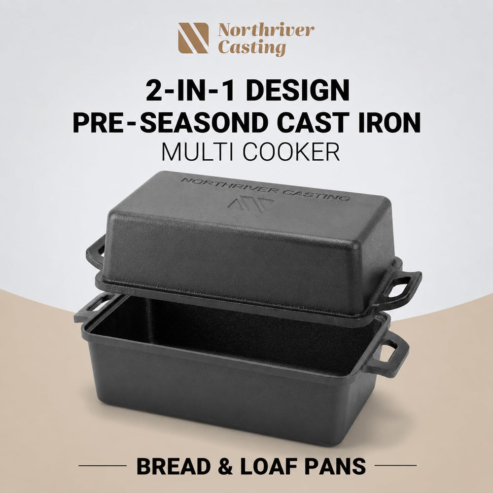 Northriver Casting loaf pan with lid top-down demonstrating snug fit for steaming and crusting benefit