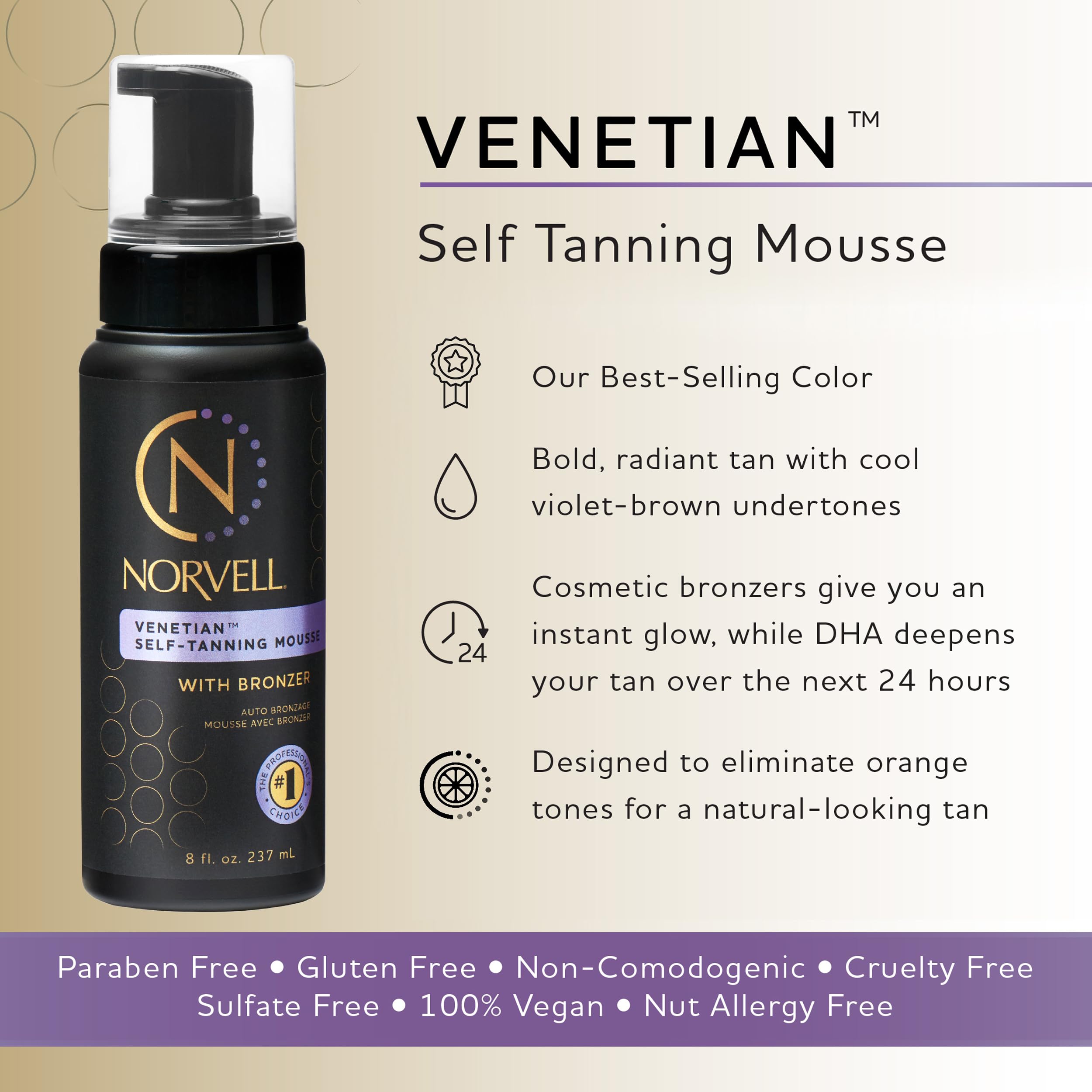 Norvell dispensing mousse texture from pump for smooth easy application