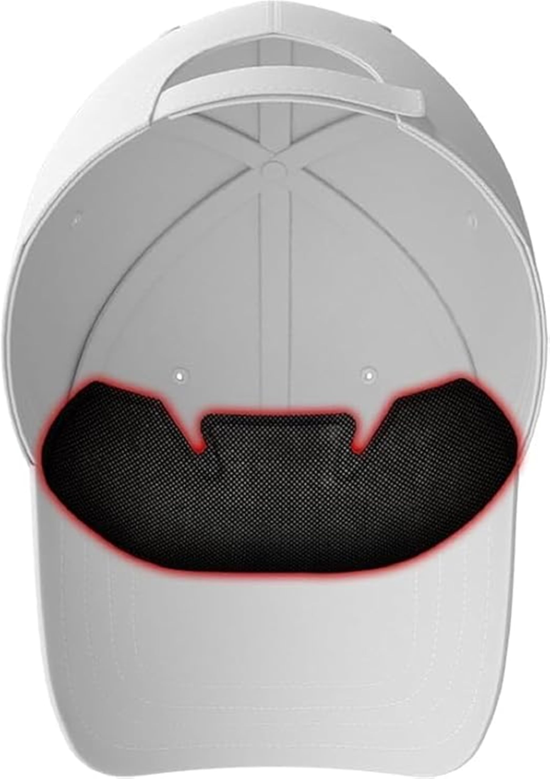 NoSweat adhesive detail demonstrating secure fit inside caps